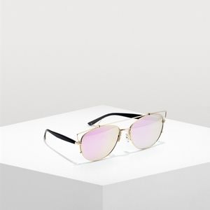 Gold/Pink Brow Bar Mirrored Aviator Sunglasses